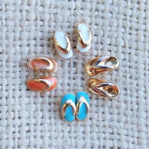 Flip Flop Gold Silver Tone Stud Earrings